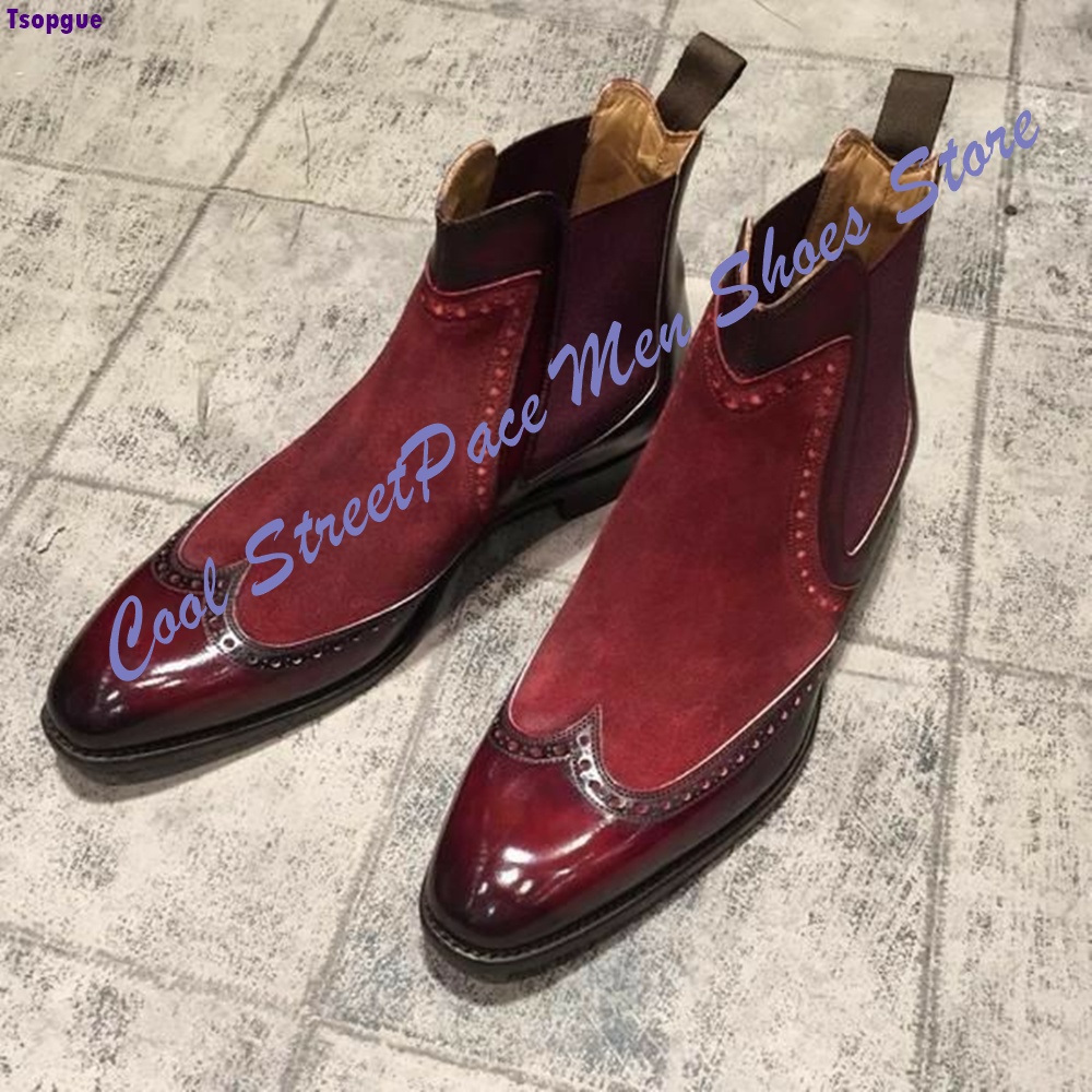 Leather Shoe Polish - Men Vintage Red Two Tone Chelsea