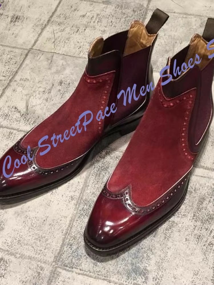 Men Vintage Red Two Tone Chels - Leather Shoe Polish ulasan dan harga