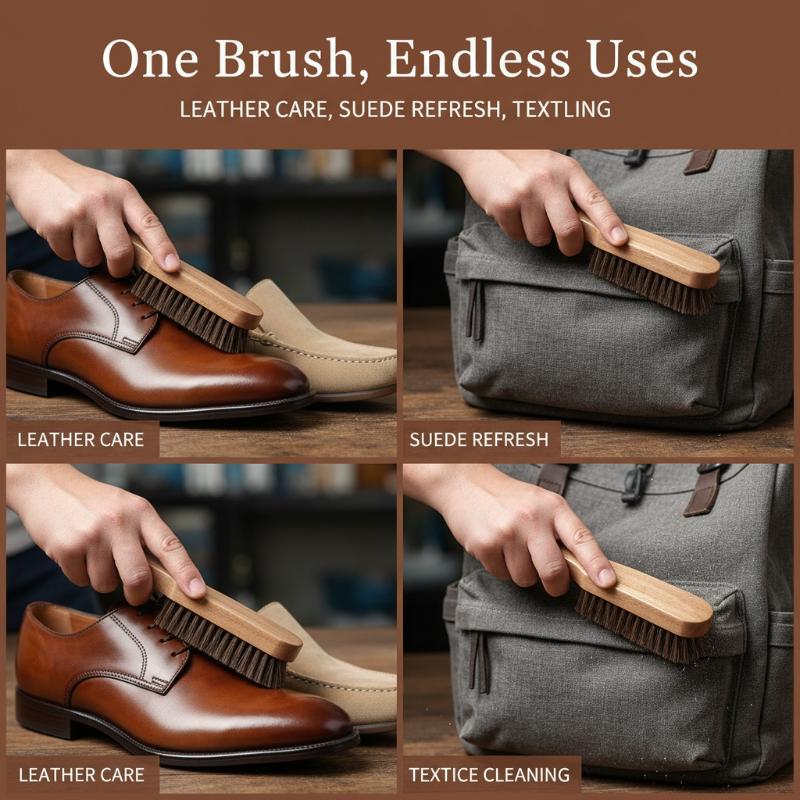 1PC Wood Shoe Brush Horse Hair - Leather Shoe Polish ulasan dan harga