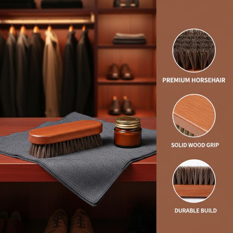 1PC Wood Shoe Brush Horse Hair - Leather Shoe Polish ulasan dan harga