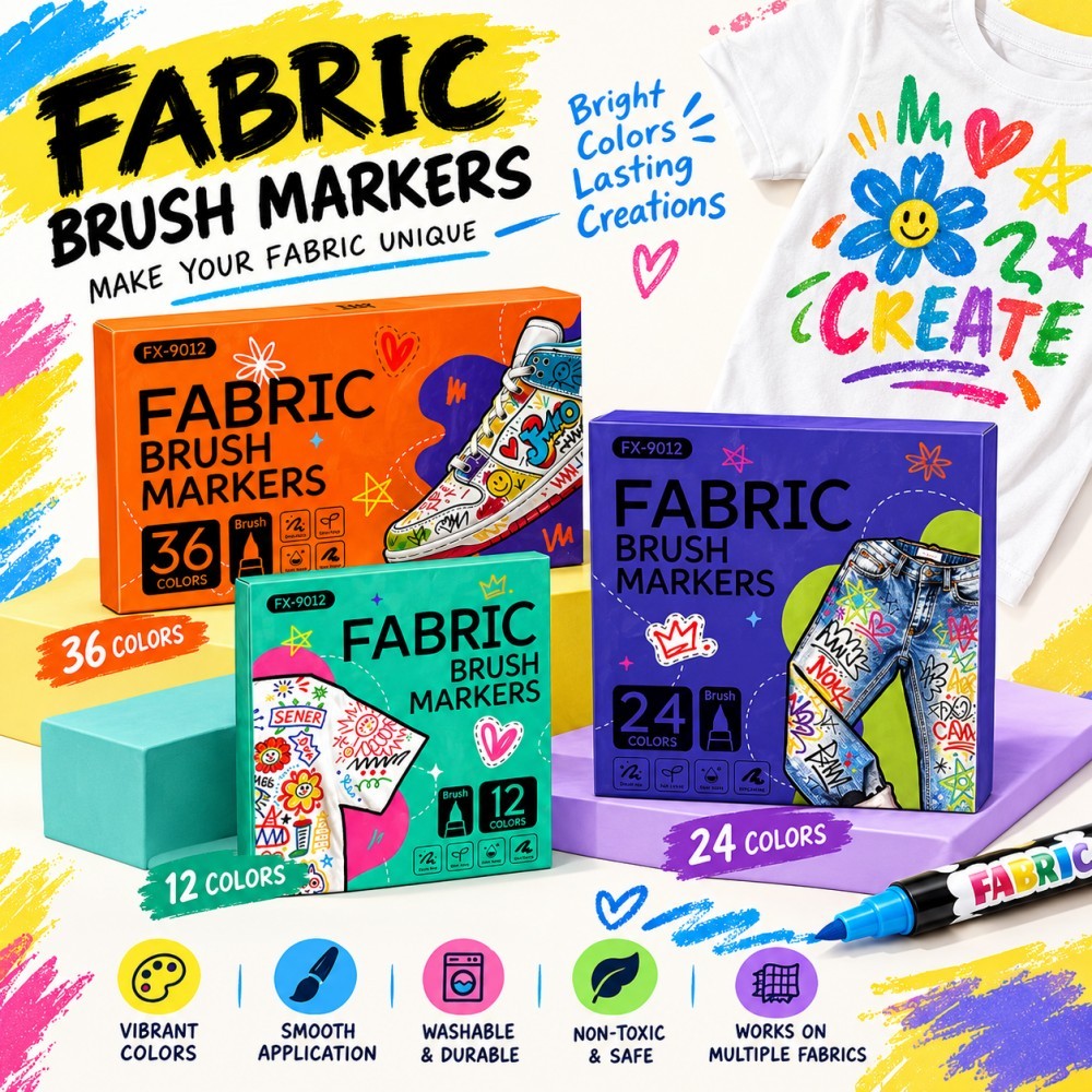 12/24/36 Colors Fabric Markers - Shoe Brush ulasan dan harga